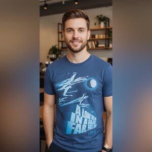 Star Wars Tie Fighter Long Time Ago in A Galaxy Far Far Away T Shirt medium*